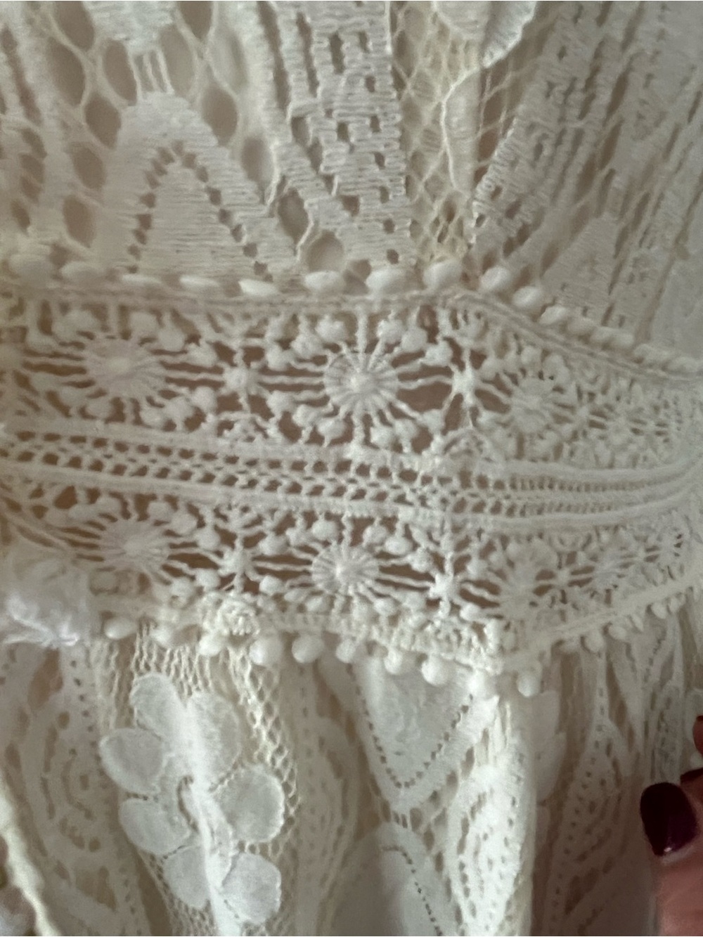 Ivory Boho Lace Midi Dress | Crochet Lace | High-Low Hem | L/XL Approx - Picture 3 of 8
